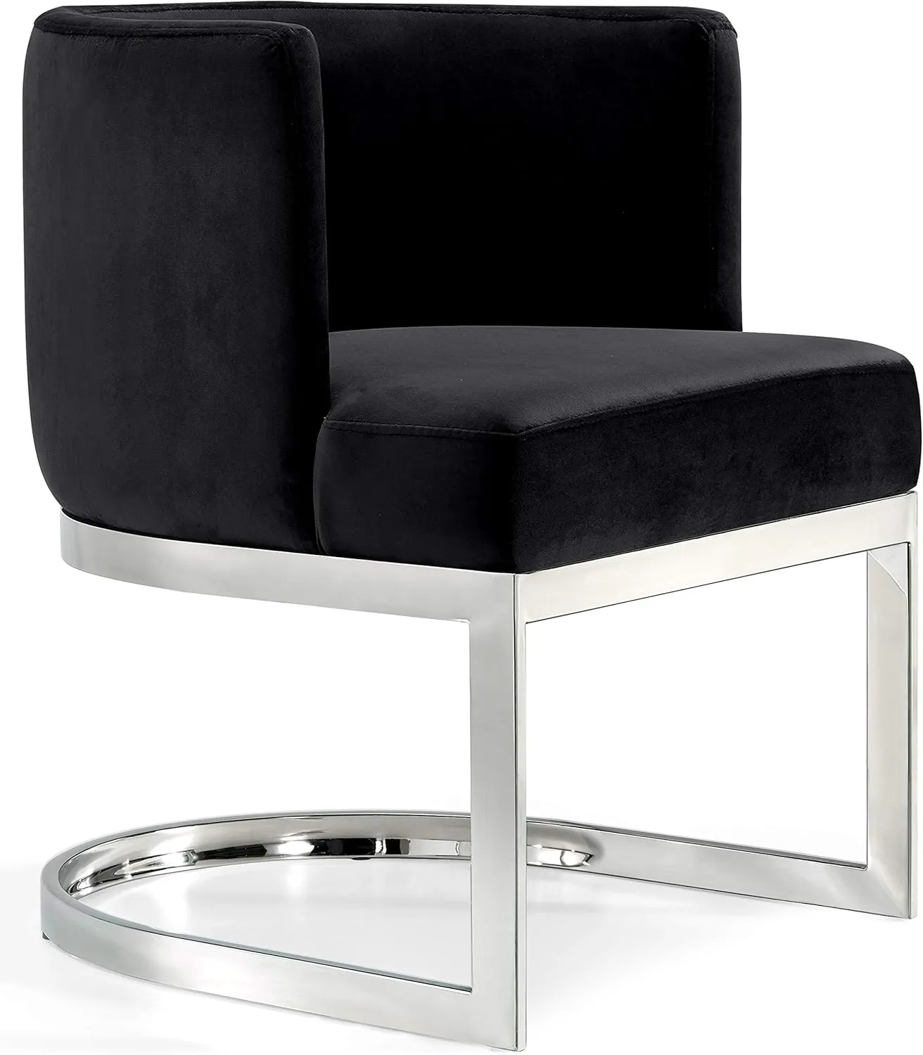 Meridian Furniture Gianna Collection Modern | Contemporary Velvet Upholstered Dining Chair with Polished Chrome Metal Frame, 24" W x 22" D x 29.5" H, Black