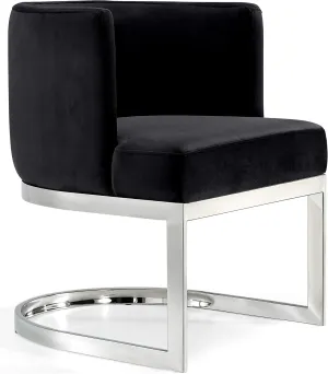 Meridian Furniture Gianna Collection Modern | Contemporary Velvet Upholstered Dining Chair with Polished Chrome Metal Frame, 24" W x 22" D x 29.5" H, Black