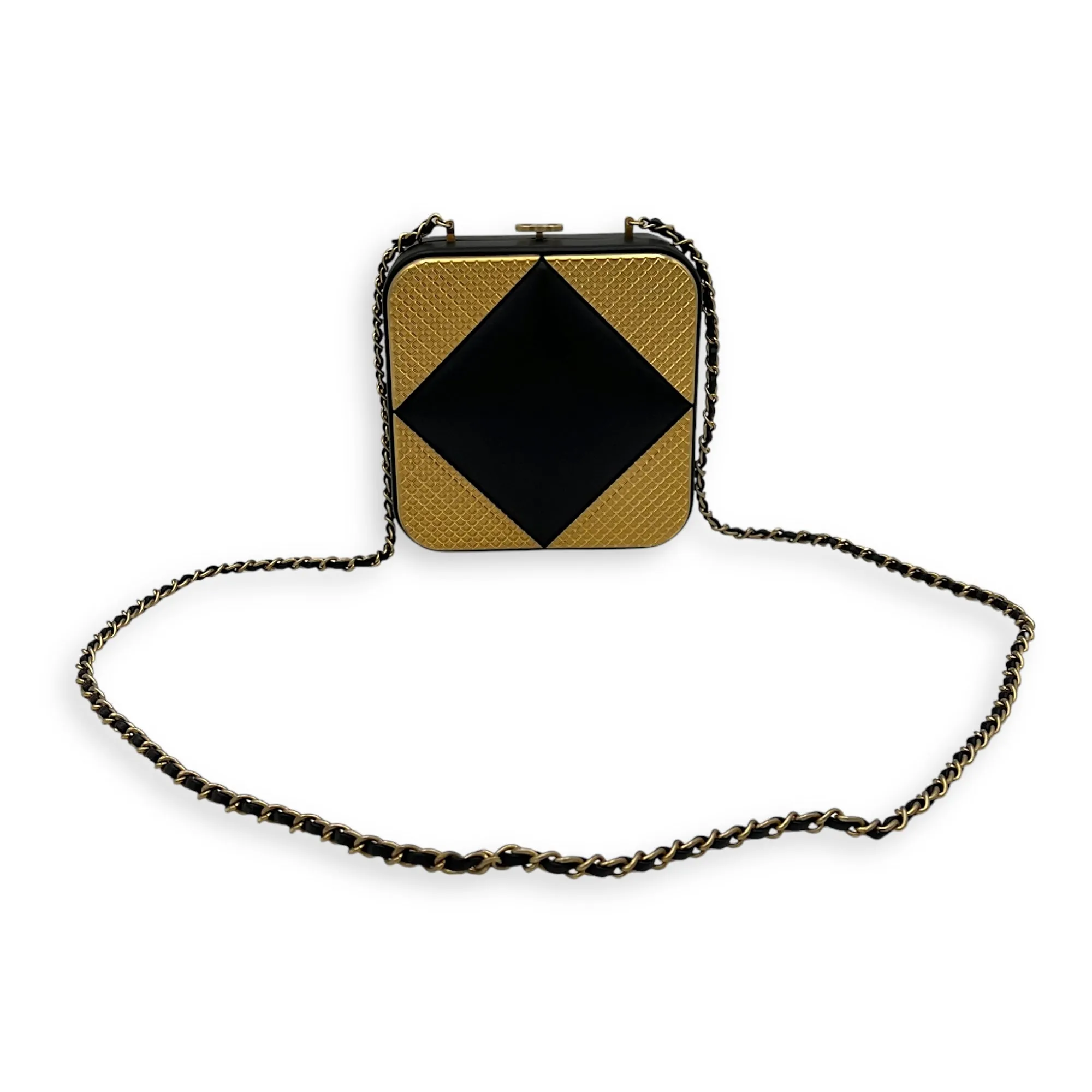 METAL Crossbody Bag Black in Lambskin, Gold hardware