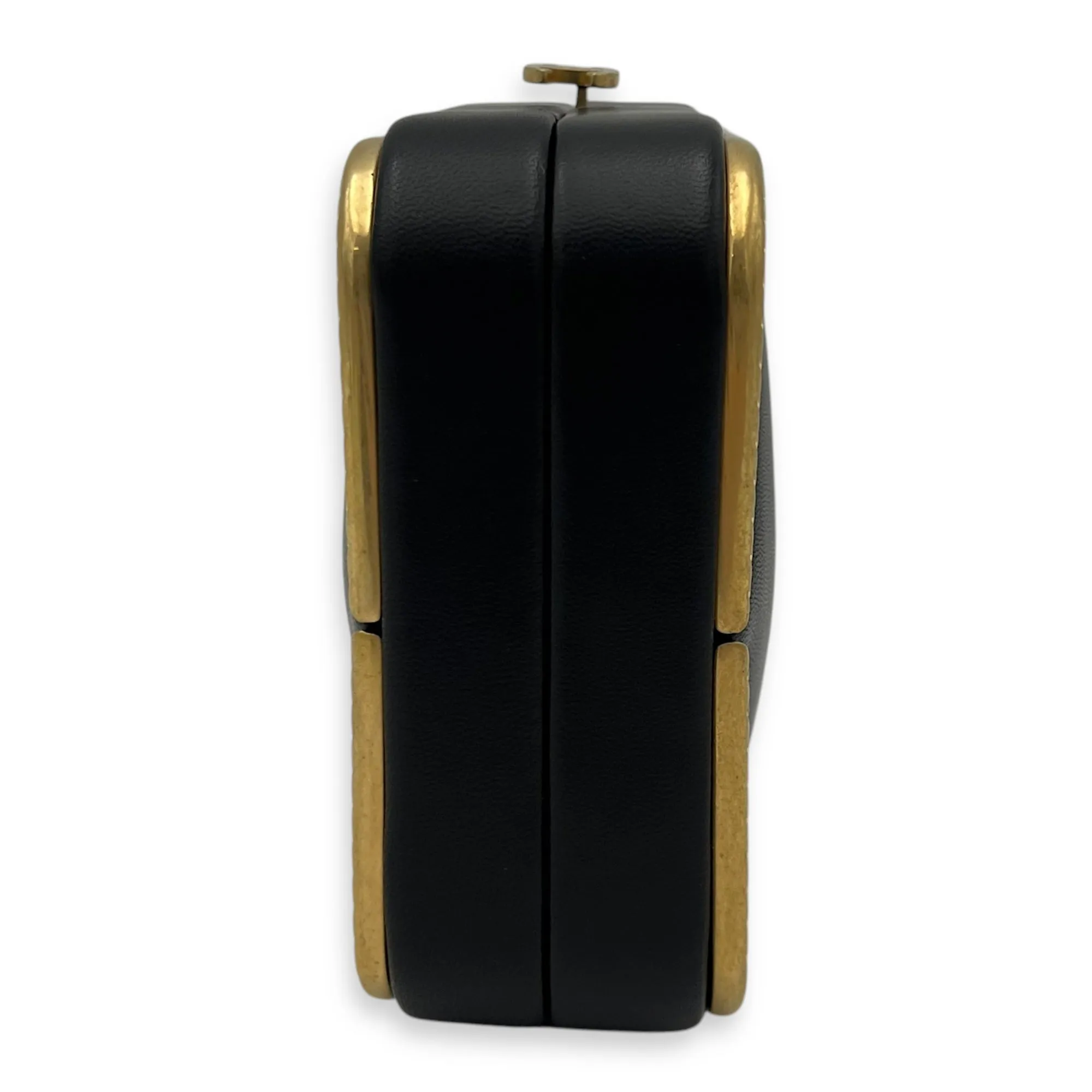 METAL Crossbody Bag Black in Lambskin, Gold hardware