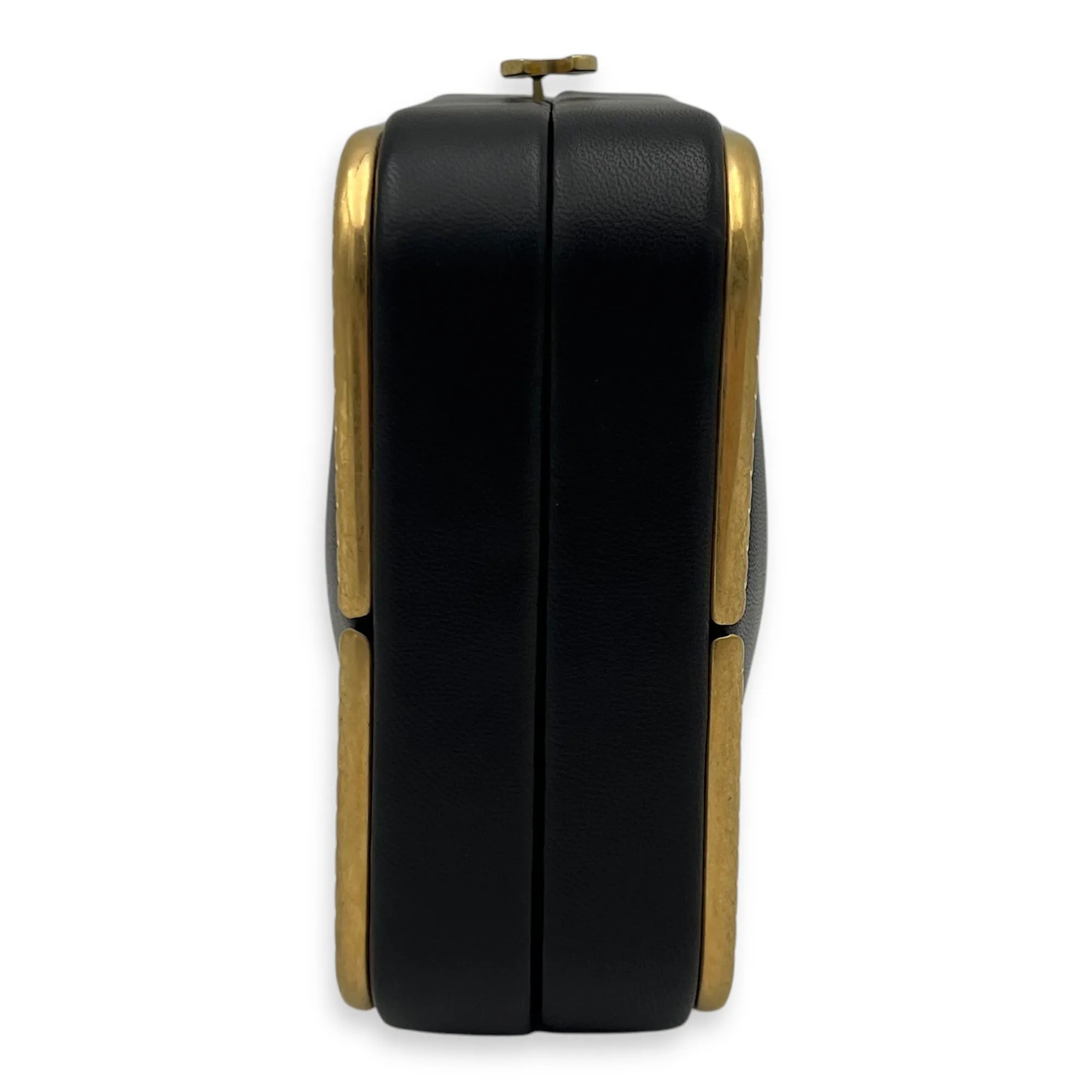 METAL Crossbody Bag Black in Lambskin, Gold hardware