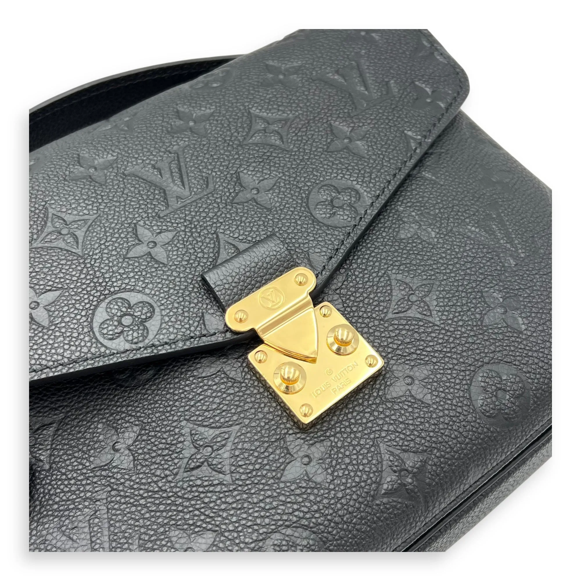 Metis Crossbody Bag Black in Empreinte Leather, Gold hardware