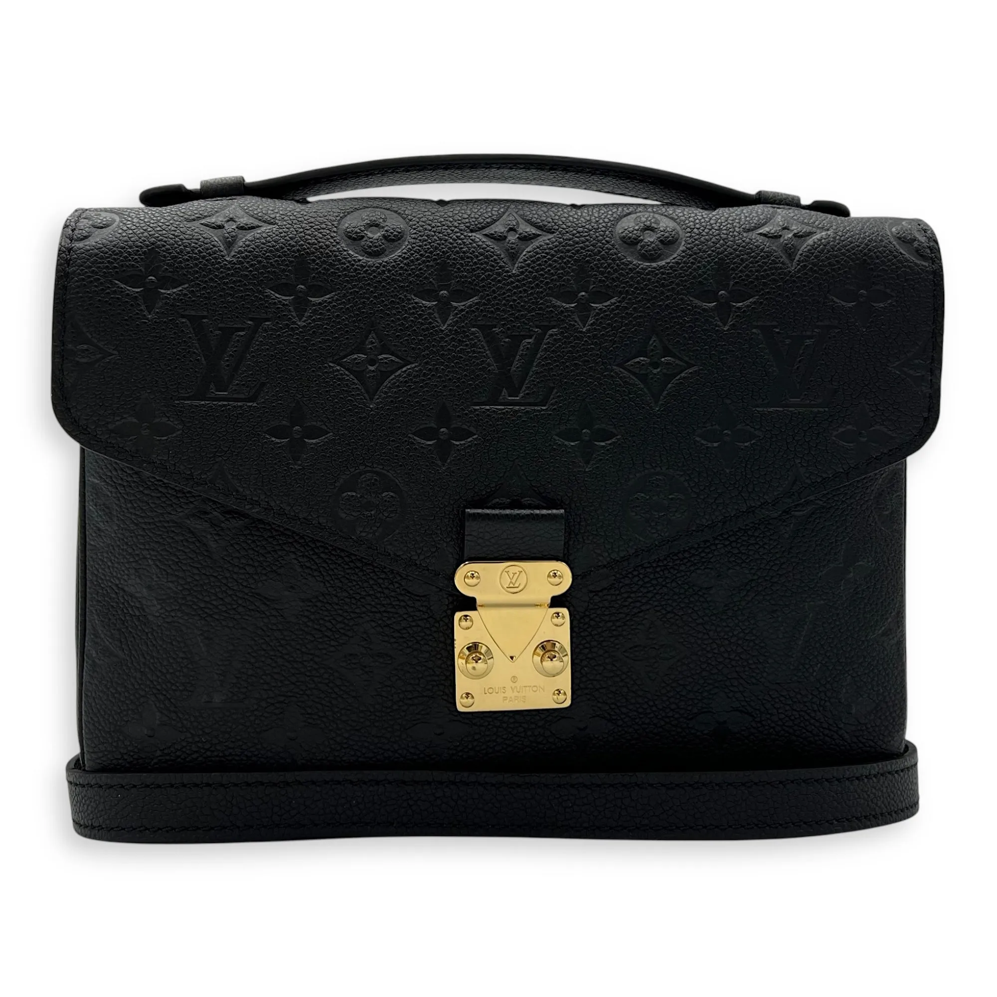 Metis Crossbody Bag Black in Empreinte Leather, Gold hardware