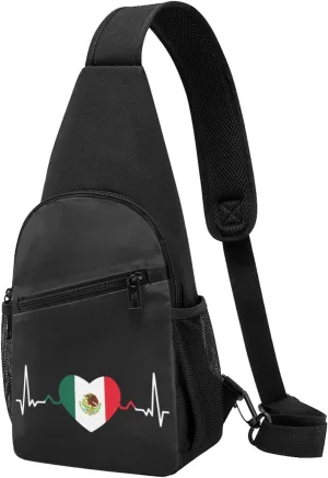 Mexico Flag Heartbeat Adjustable Fanny Pack Waist Bag for Travel Sports