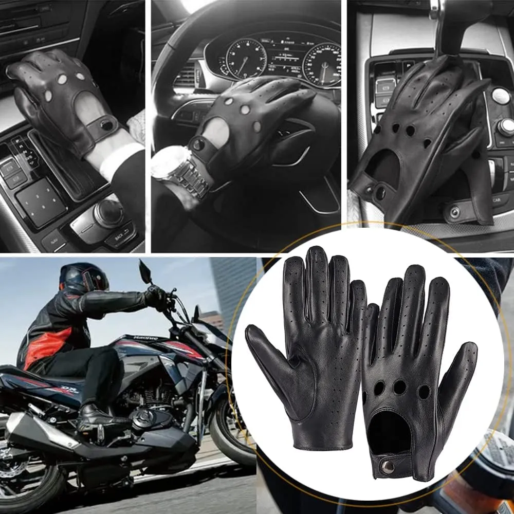 MGGMOKAY Mens Touchscreen Unlined Leather Driving Gloves