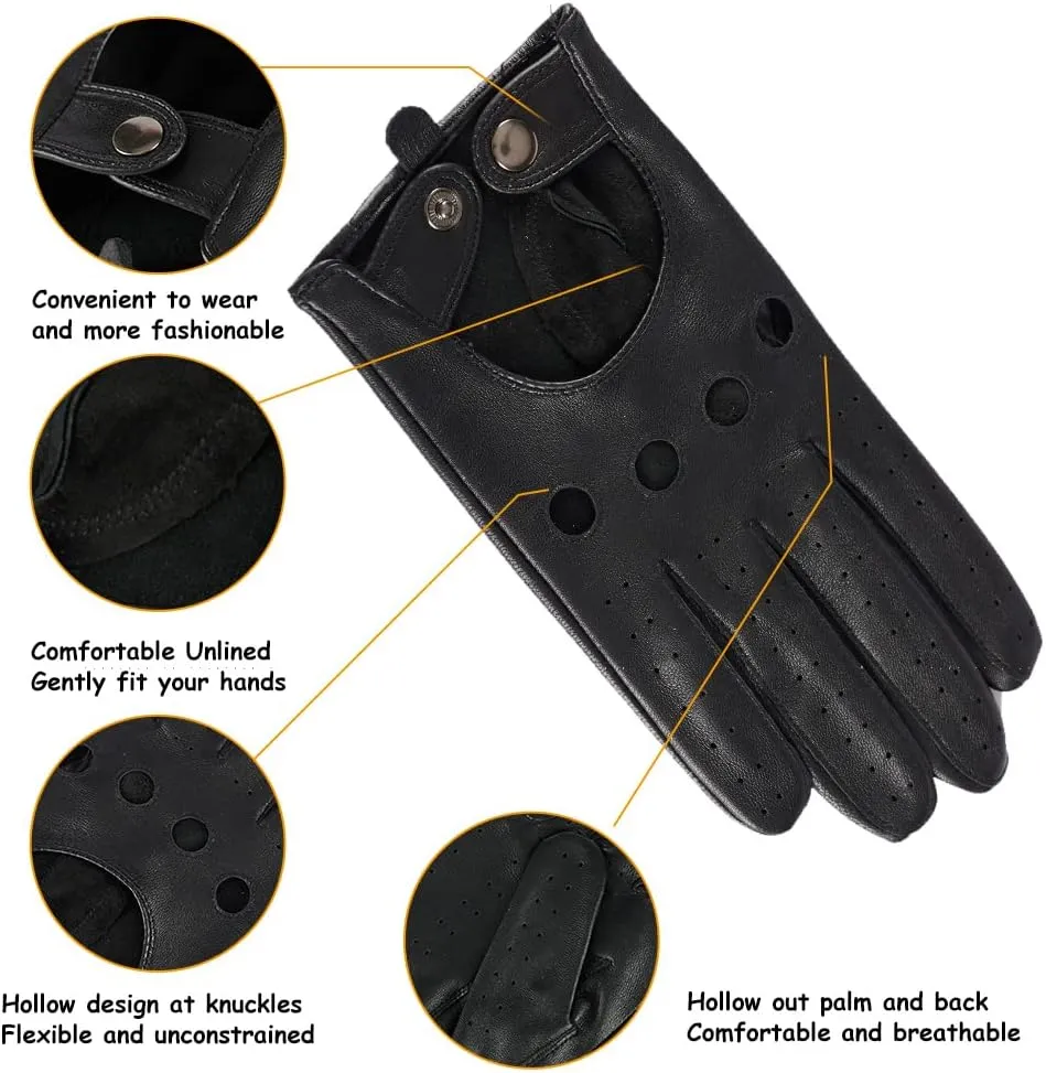 MGGMOKAY Mens Touchscreen Unlined Leather Driving Gloves