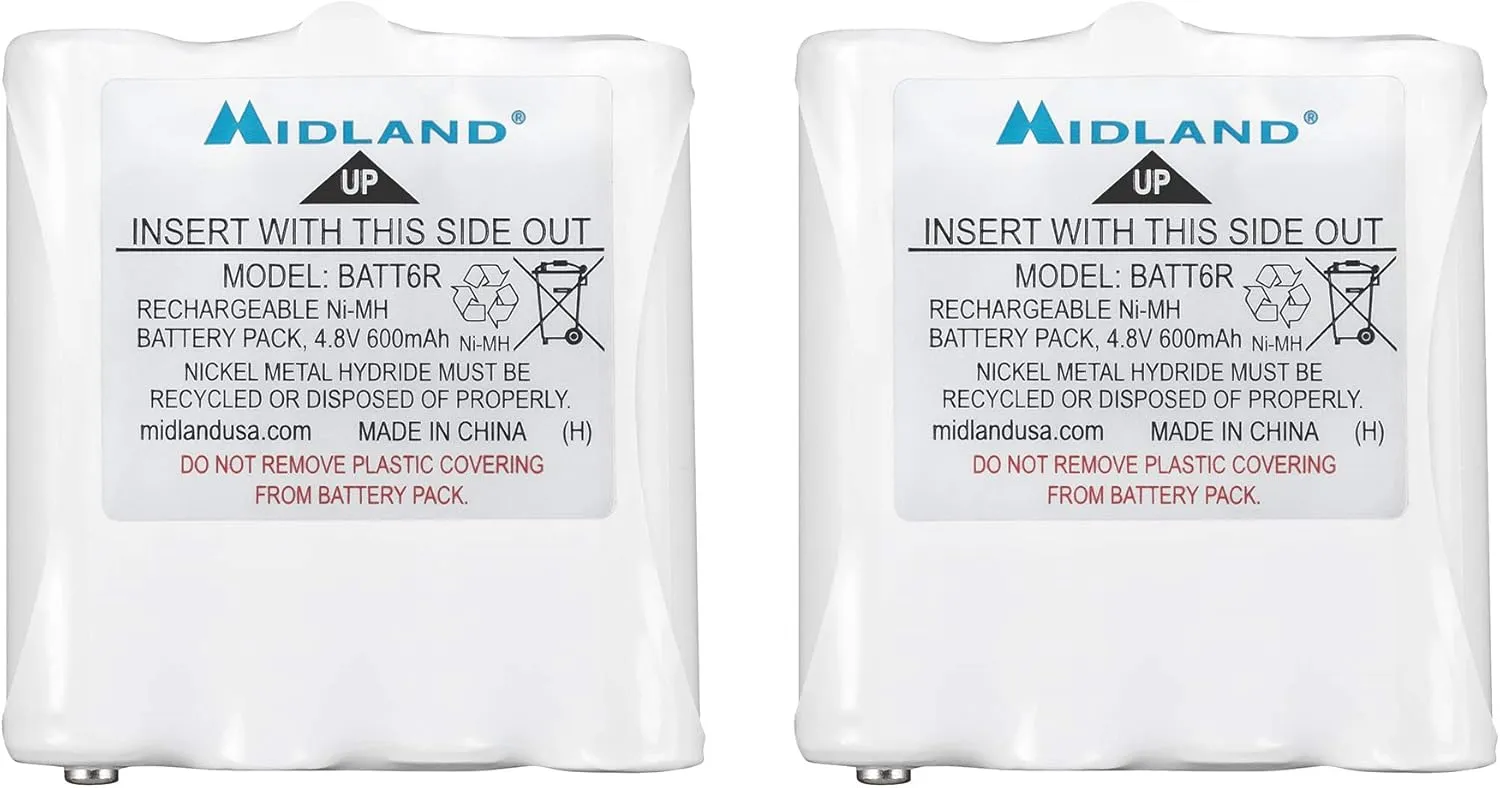 Midland – AVP8 Rechargeable Battery Packs for Midland – Nickel Metal Hydride Battery Packs for LXT Series GMRS Radios – Pair