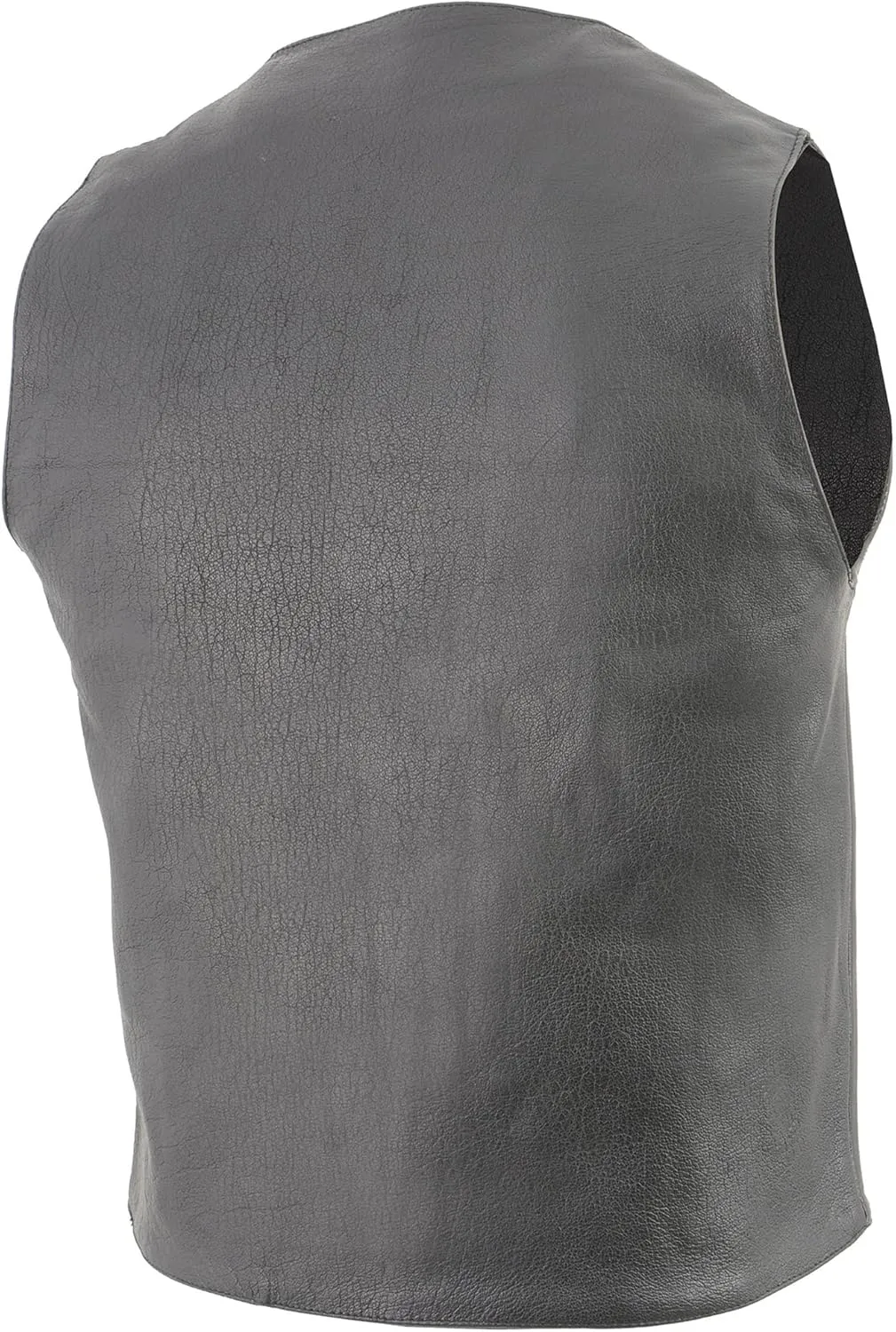 Milwaukee Leather Men's Black Leather Classic V-Neck Motorcycle Rider Vest w/Buffalo Nickel Snaps Closure LKM3700