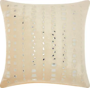 Mina Victory Sofia Velvet Mirror Stripe Ivory 18" x 18" Throw Pillow