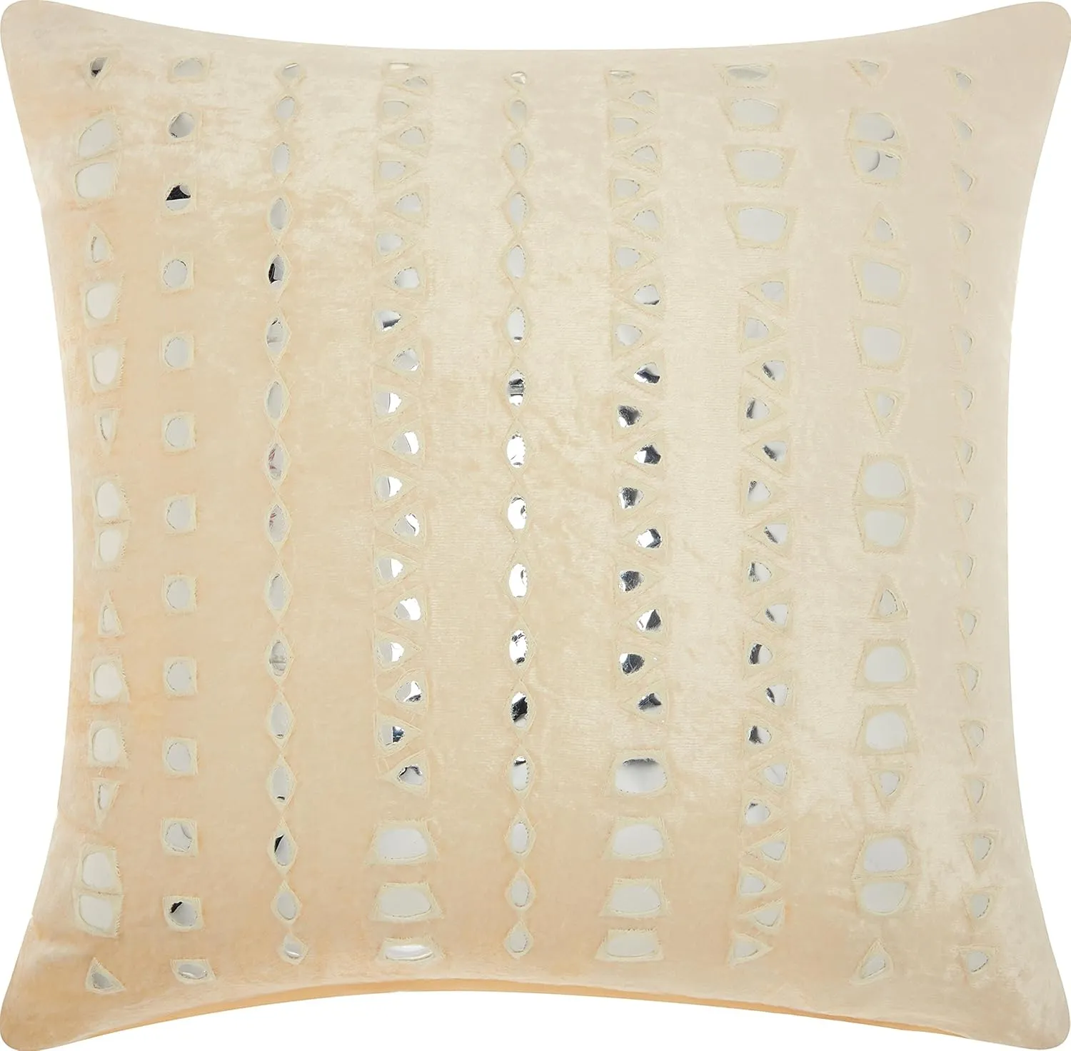 Mina Victory Sofia Velvet Mirror Stripe Ivory 18" x 18" Throw Pillow