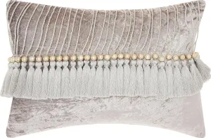 Mina Victory Sofia Velvet Tassels Grey 14" x 20" Throw Pillow