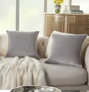 Mina Victory SS999 Pack of 2 Life Styles Velvet Grey Throw Pillow Cover Set 16" x 16", 2 Pieces, 16"x16"