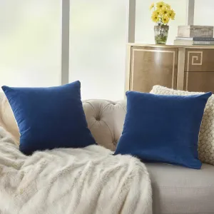 Mina Victory SS999 Pack of 2 Life Styles Velvet Navy Throw Pillow Cover Set 16" x 16", 2 Pieces, 16"x16"