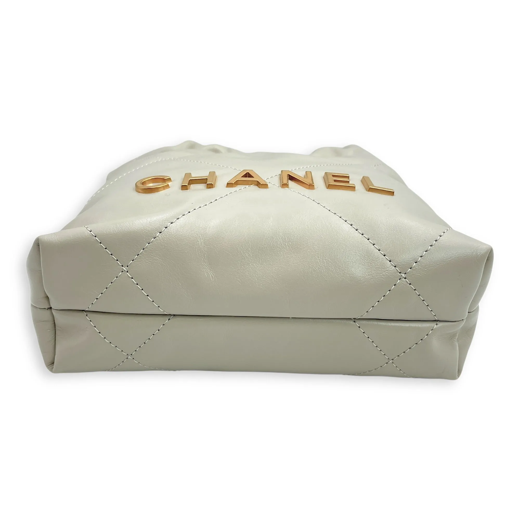 Mini 22 Grey Crossbody Bag in Calfskin, Gold hardware