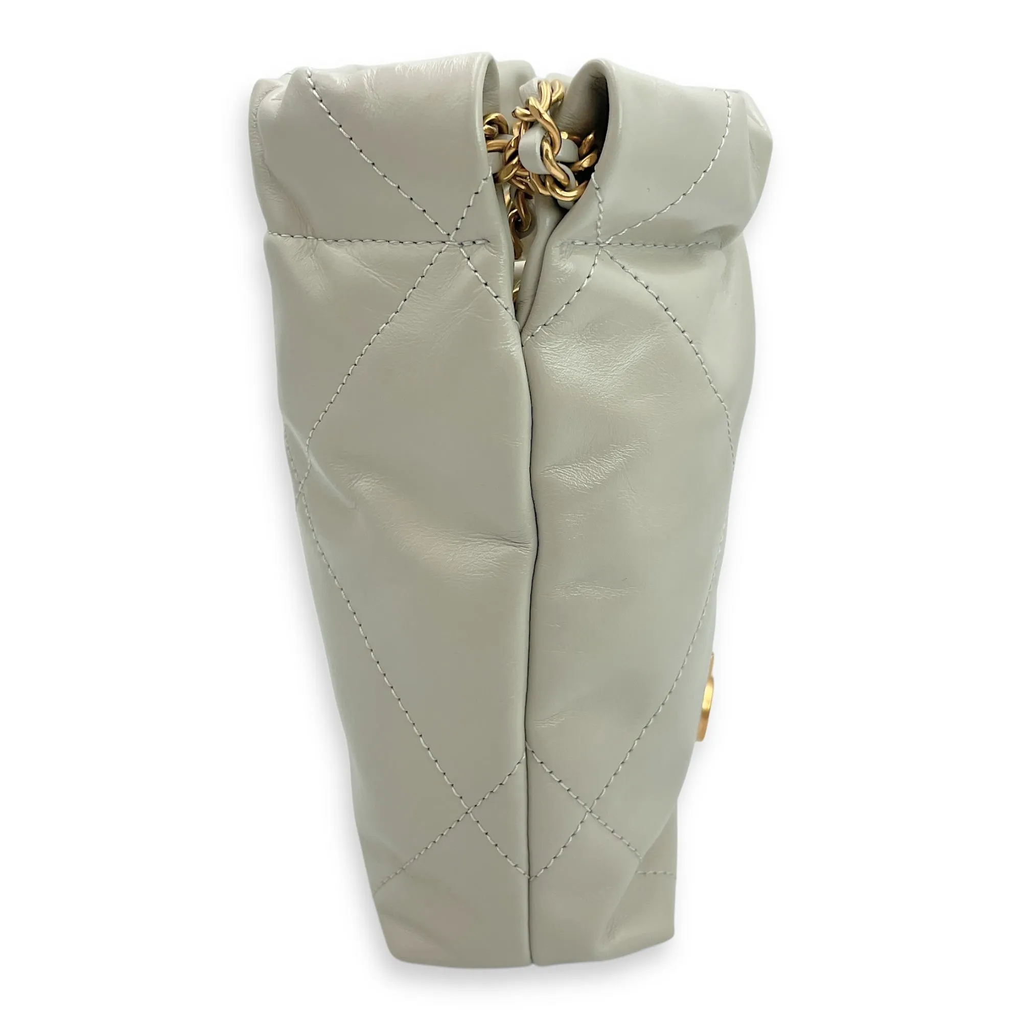 Mini 22 Grey Crossbody Bag in Calfskin, Gold hardware