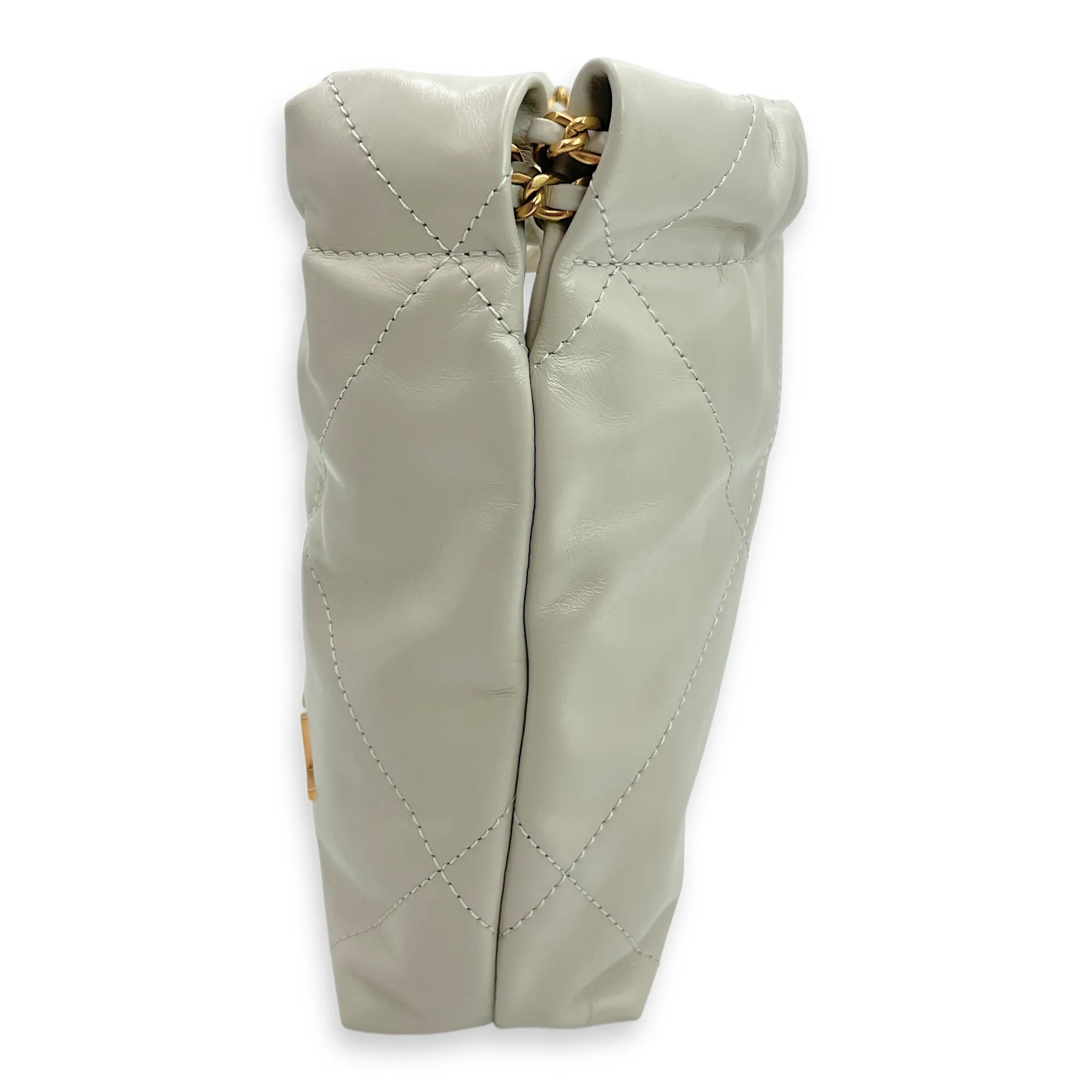 Mini 22 Grey Crossbody Bag in Calfskin, Gold hardware