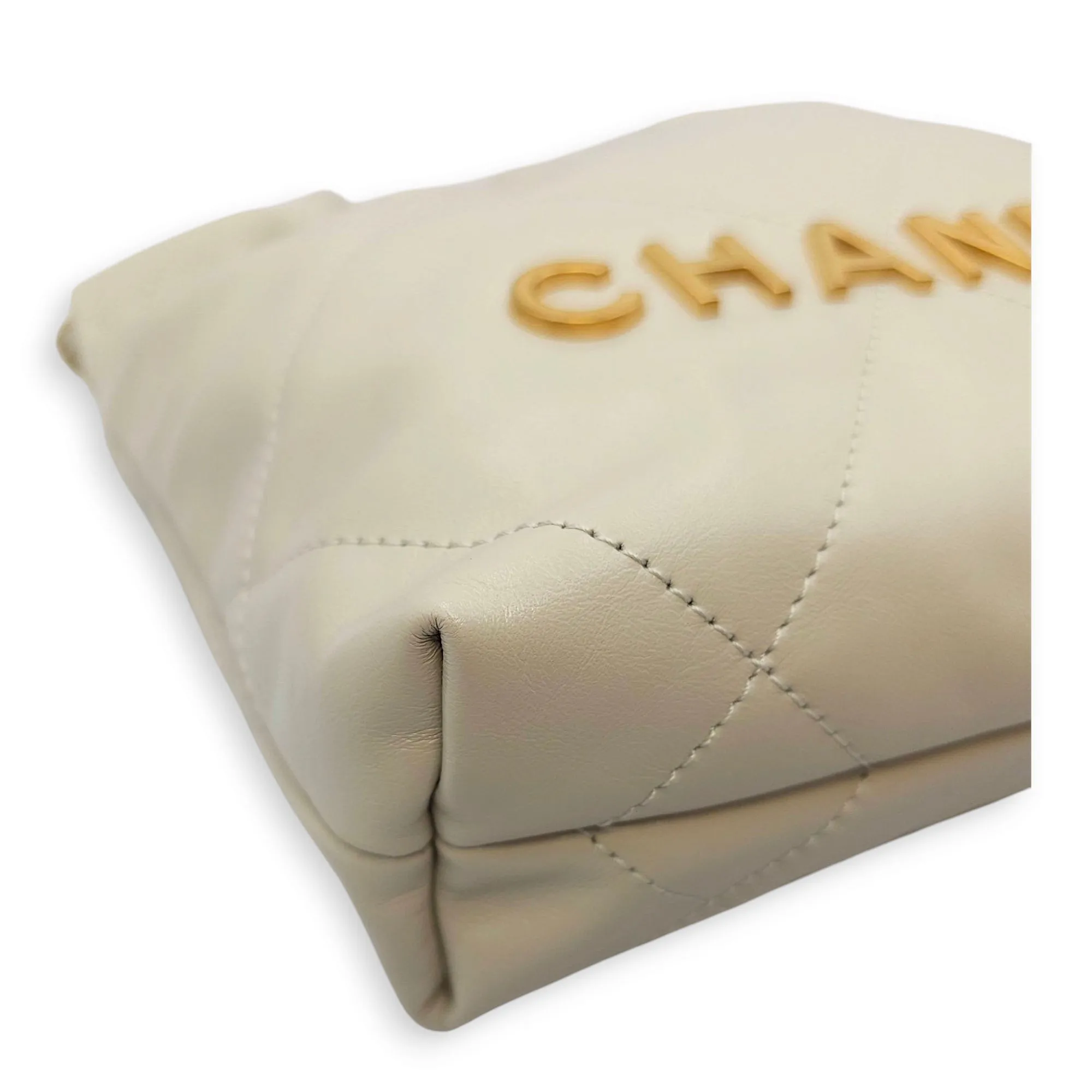 Mini 22 Grey Crossbody Bag in Calfskin, Gold hardware