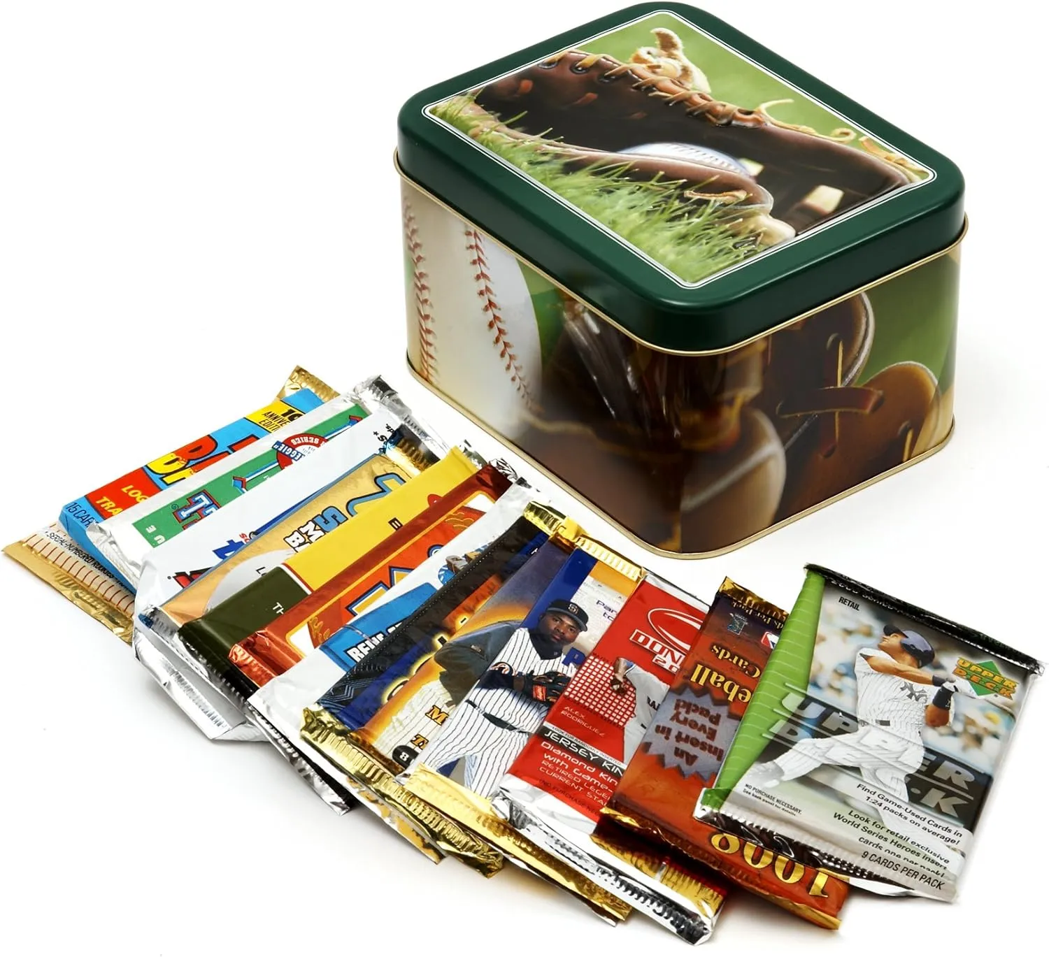 Mini Baseball Tin With 15 Unopened Foil Packs