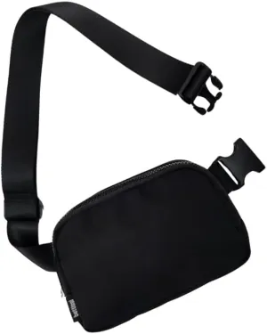 Mini Belt Bag Fanny Pack for Women, Men, Junior, Teens, Unisex Fashion Waist Crossbody Sling Bags, Anti-theft rear pocket, Adjustable Strap, Lightweight Nylon Waterproof (Black)