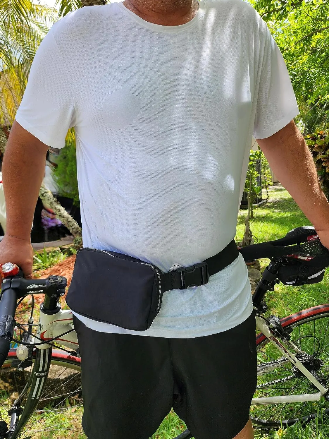 Mini Belt Bag Fanny Pack for Women, Men, Junior, Teens, Unisex Fashion Waist Crossbody Sling Bags, Anti-theft rear pocket, Adjustable Strap, Lightweight Nylon Waterproof (Black)