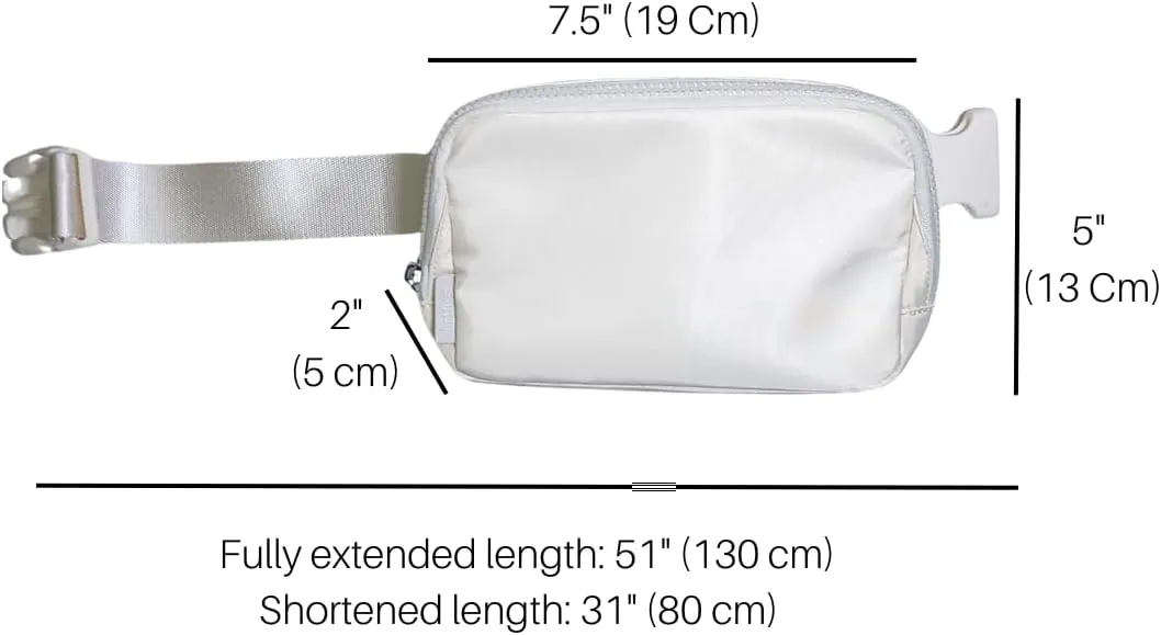 Mini Belt Bag Fanny Pack for Women, Men, Junior, Teens, Unisex Fashion Waist Crossbody Sling Bags, Travel Biking, Everywhere with Adjustable Strap, Lightweight Nylon Waterproof (Ivory)