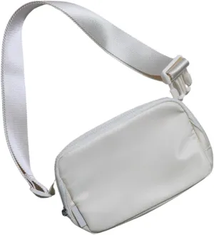 Mini Belt Bag Fanny Pack for Women, Men, Junior, Teens, Unisex Fashion Waist Crossbody Sling Bags, Travel Biking, Everywhere with Adjustable Strap, Lightweight Nylon Waterproof (Ivory)
