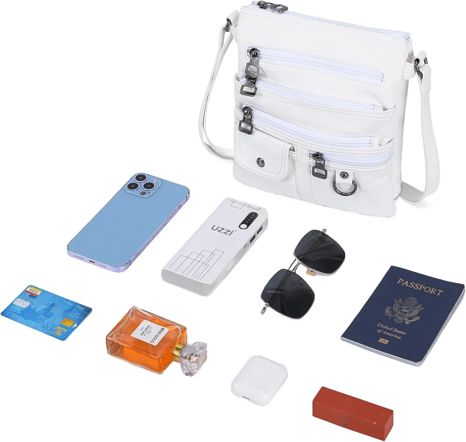 MINICAT Crossbody Purses for Women Multi Pocket Crossbody Bag Soft Leather Cross Body bag for Woman Small Shoulder Bags