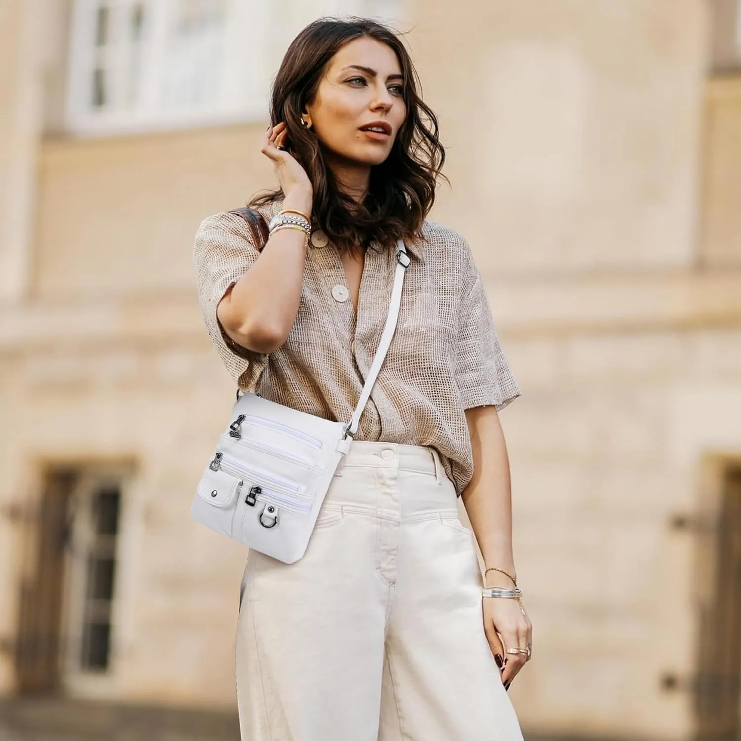 MINICAT Crossbody Purses for Women Multi Pocket Crossbody Bag Soft Leather Cross Body bag for Woman Small Shoulder Bags