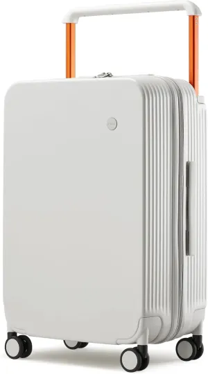 mixi Carry On Luggage Airline Approved Wide Handle Lightweight Luggage PC Hard Shell Suitcases Rolling Suitcases with Spinner Wheels & TSA Lock, 20 Inch Smoke White