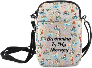 MNIGIU Swimming gift Swimming Is My Therapy Crossbody Bag Swim Lover Gift Swimmer Shoulder Bag Swimming Inspired Gift