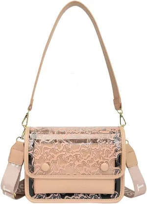 Molodo Purse for Women Small Square Transparent Crossbody Bag Lightweight PU Leather Shoulder Bags