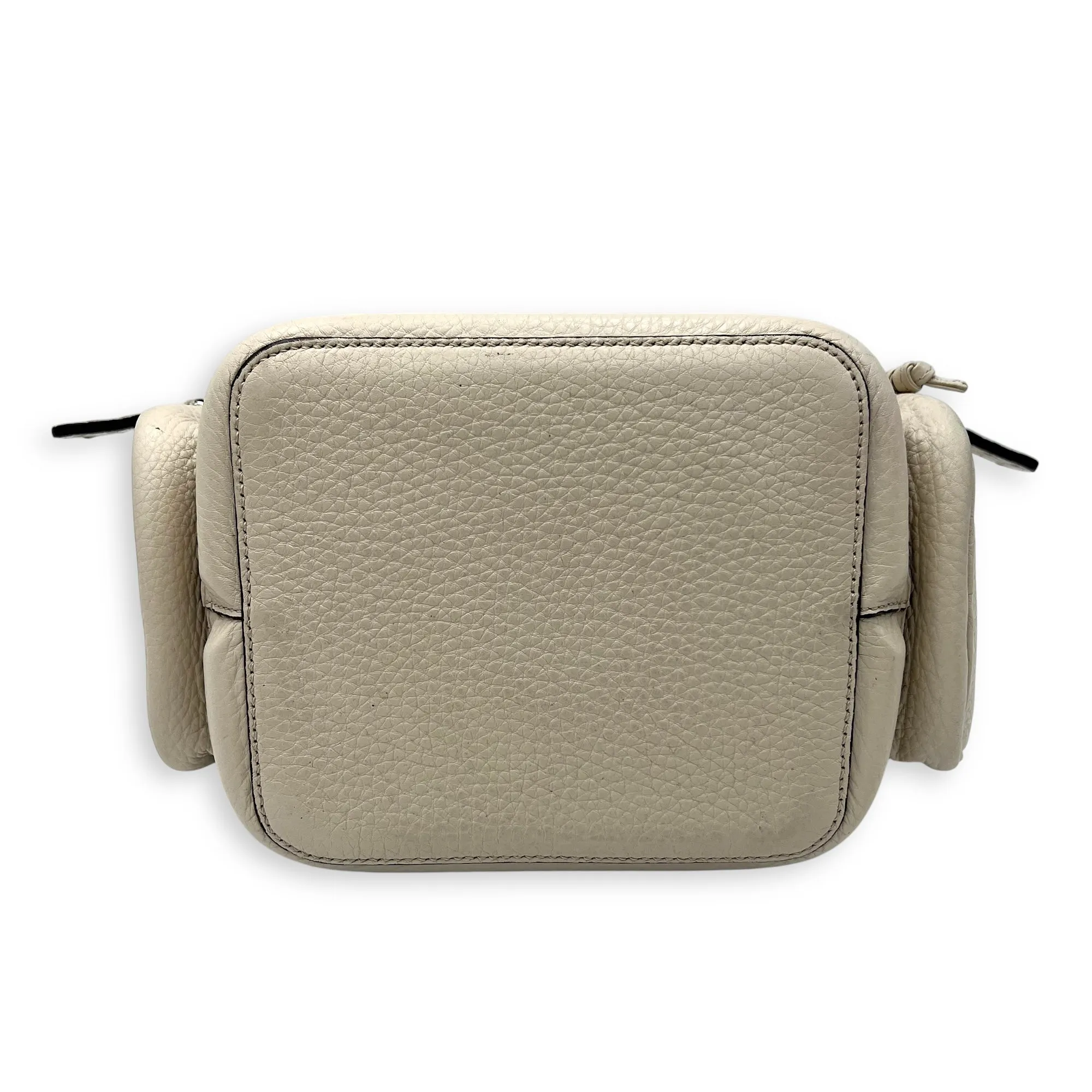 Mon Tresor Beige Bucket Bag in Calfskin, Silver hardware