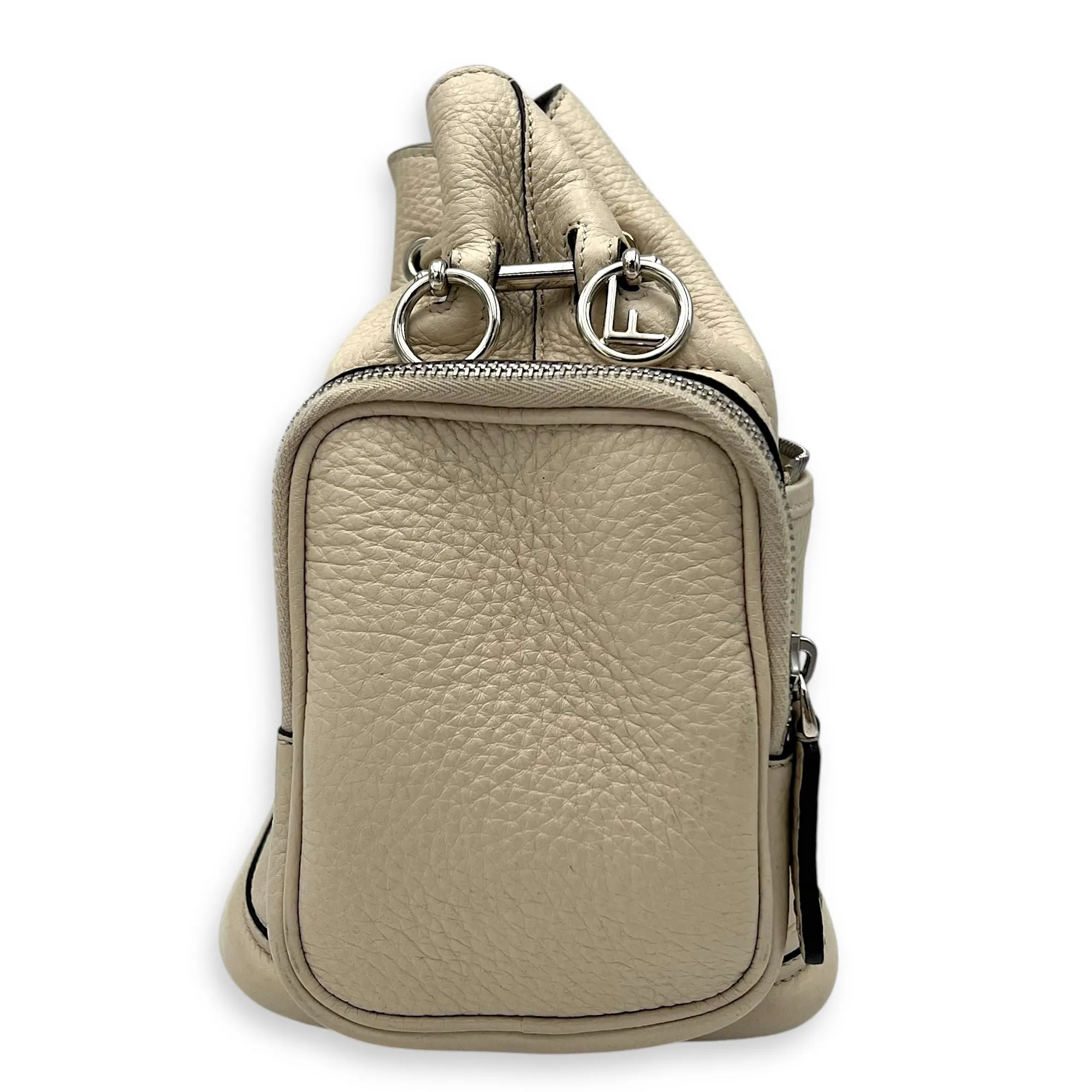 Mon Tresor Beige Bucket Bag in Calfskin, Silver hardware