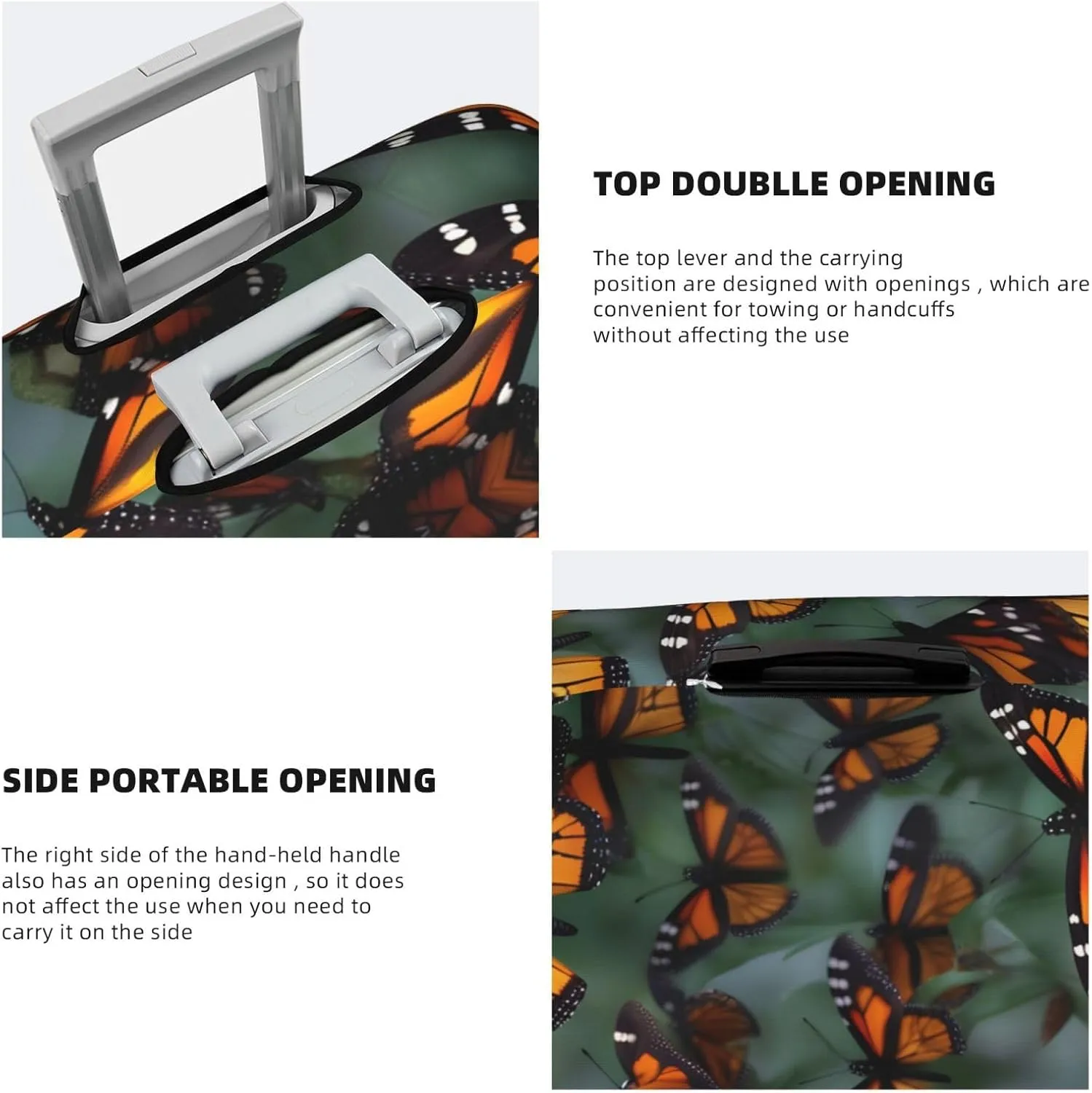 Monarch Butterflies Travel Luggage Cover Suitcase Protector Fits 18-22 Inch Luggage,Anti Scratch Dirt Covers