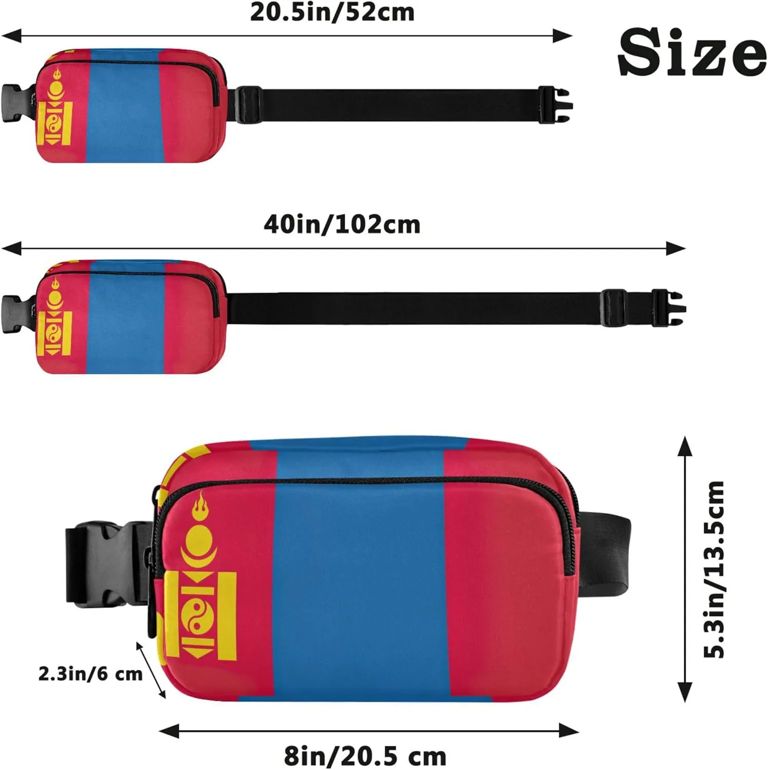 Mongolia Flag Women Fanny Pack Belt Bag Hip Pouch Waterproof Flower Crossbody Waist Bag