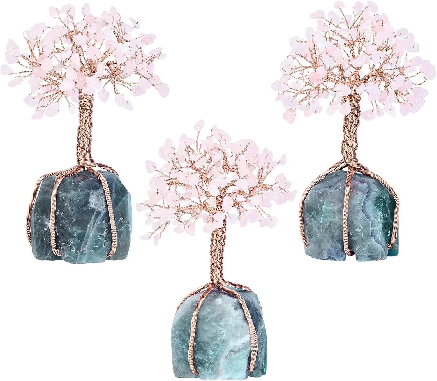 mookaitedecor Rose Quartz Crystal Money Tree Crystals Base & Guardian Angel Figurine Ornament for Wealth and Luck