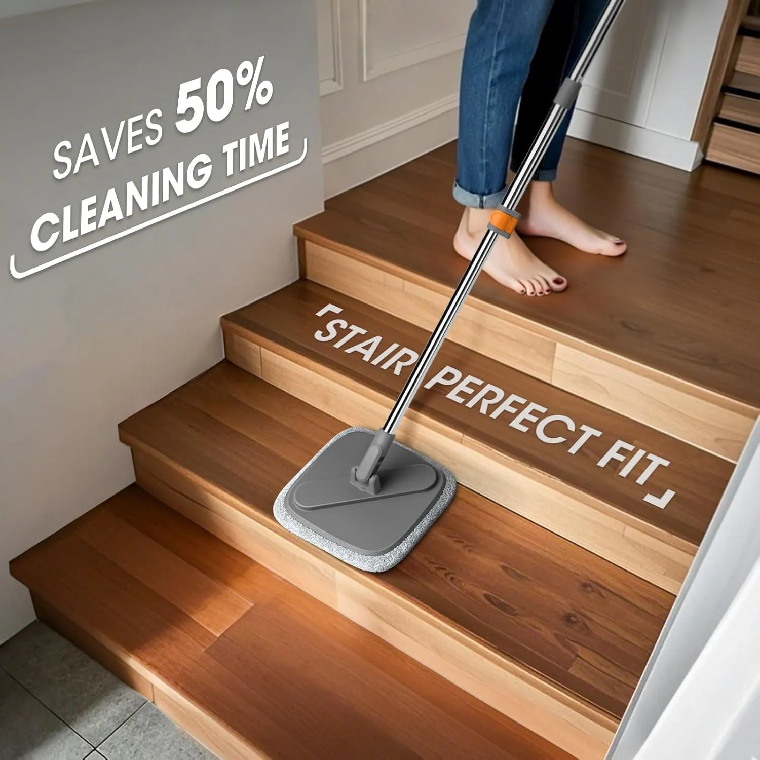 Mop and Bucket Set, Easy-to-use Spin Mop with Separate Dirty Water System, Deep-Cleaning Mops for Floors, Versatile Mops for Walls