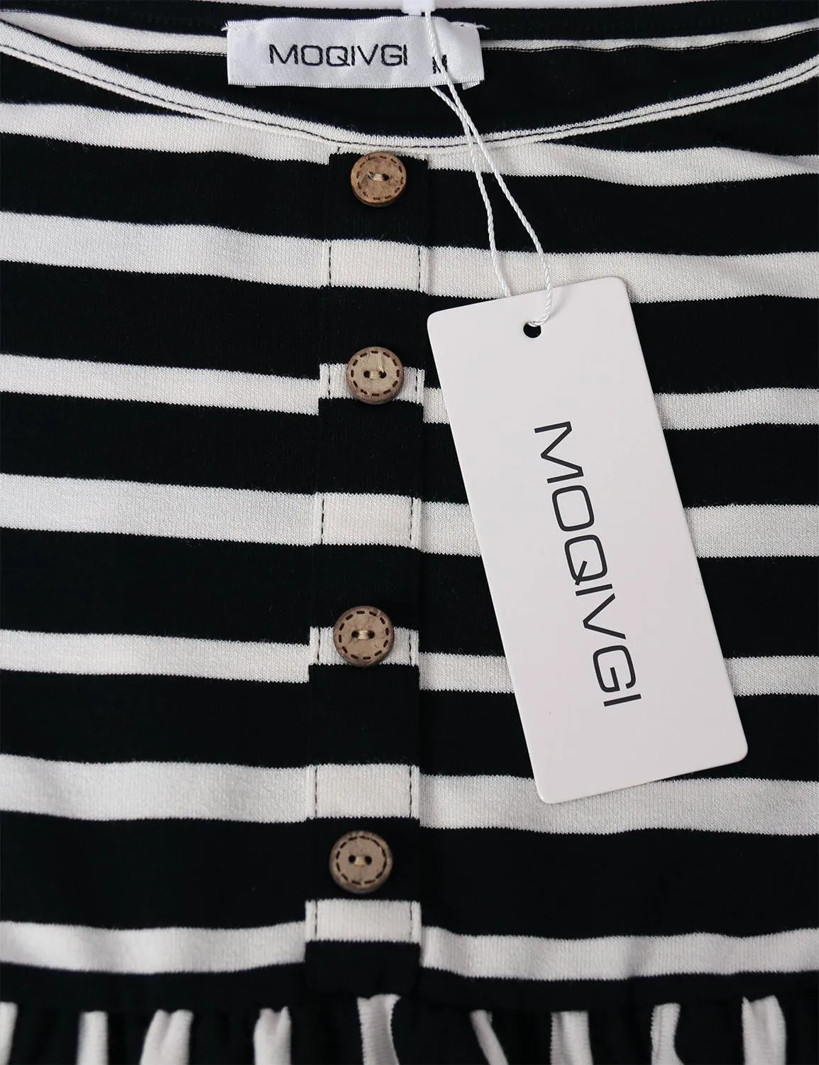 MOQIVGI Womens Spaghetti Strap Button Detail Pleated Summer Casual Stripe Dresses