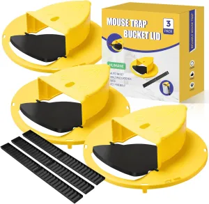 Mouse Trap Bucket Lid, 5 Gallon Bucket Lid Mouse Rat Trap, Multi-Catch, Auto Reset, Reusable Mice Traps for Indoor Outdoor Use (3)