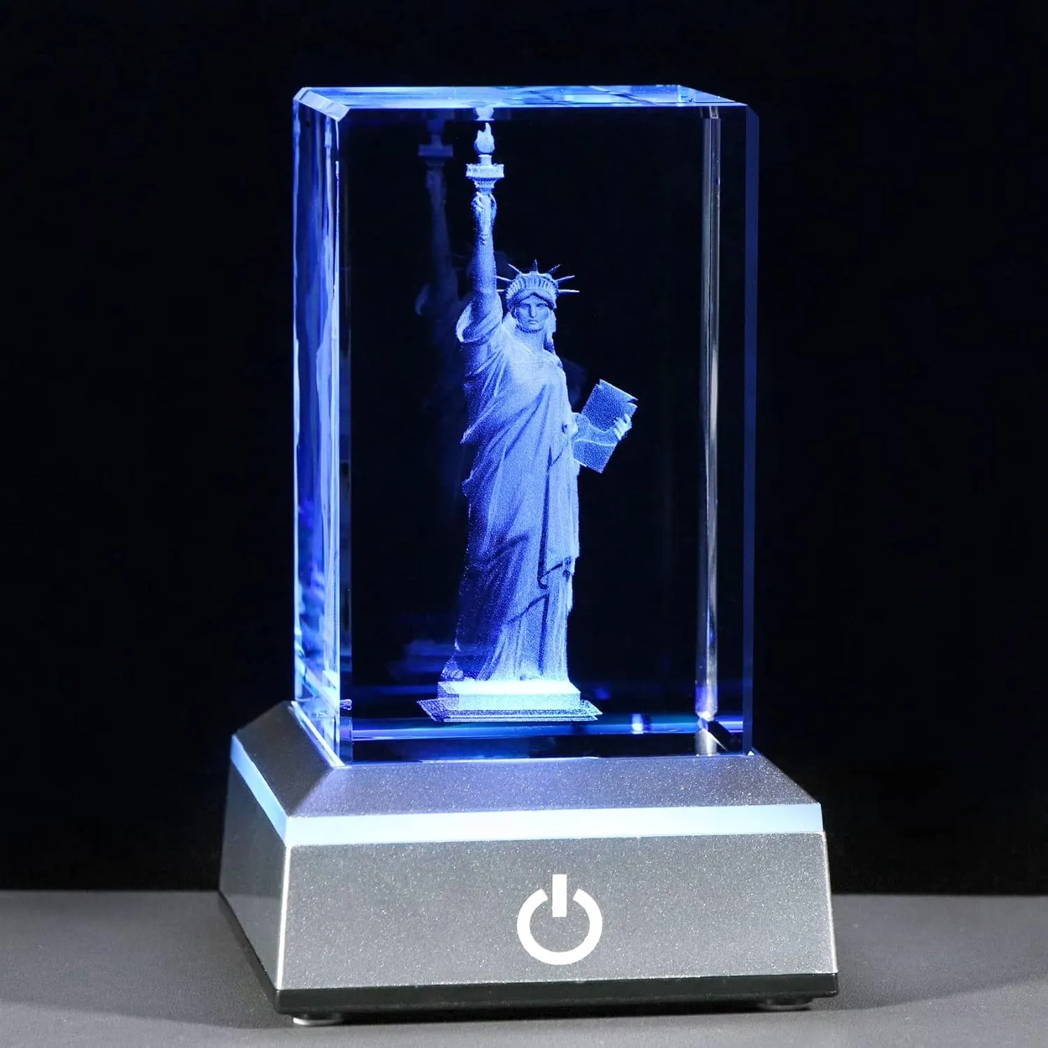 Movdyka 3D Crystal Statue of Liberty Figurine New York City Souvenirs Gifts for Women Men Friends Home Office Decor, Laser Etched Liberty Statue with LED Base
