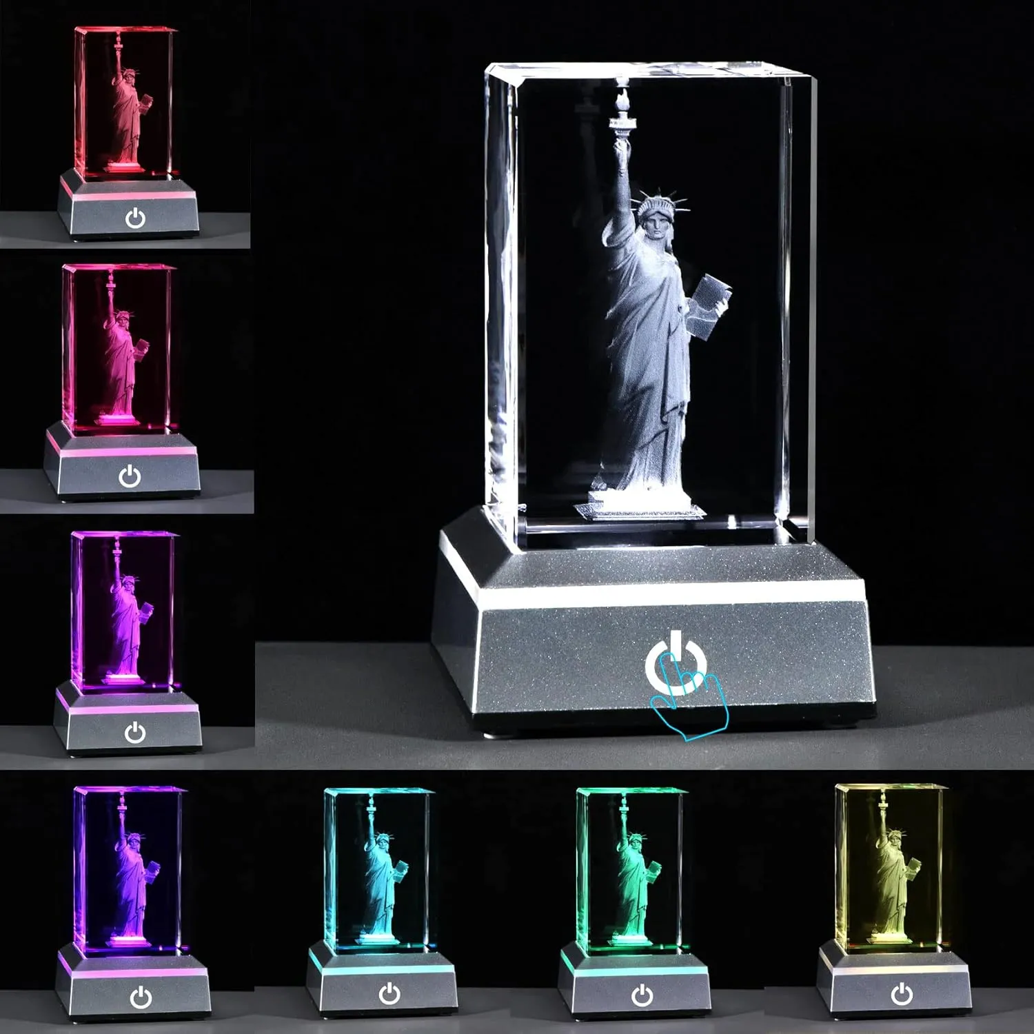 Movdyka 3D Crystal Statue of Liberty Figurine New York City Souvenirs Gifts for Women Men Friends Home Office Decor, Laser Etched Liberty Statue with LED Base