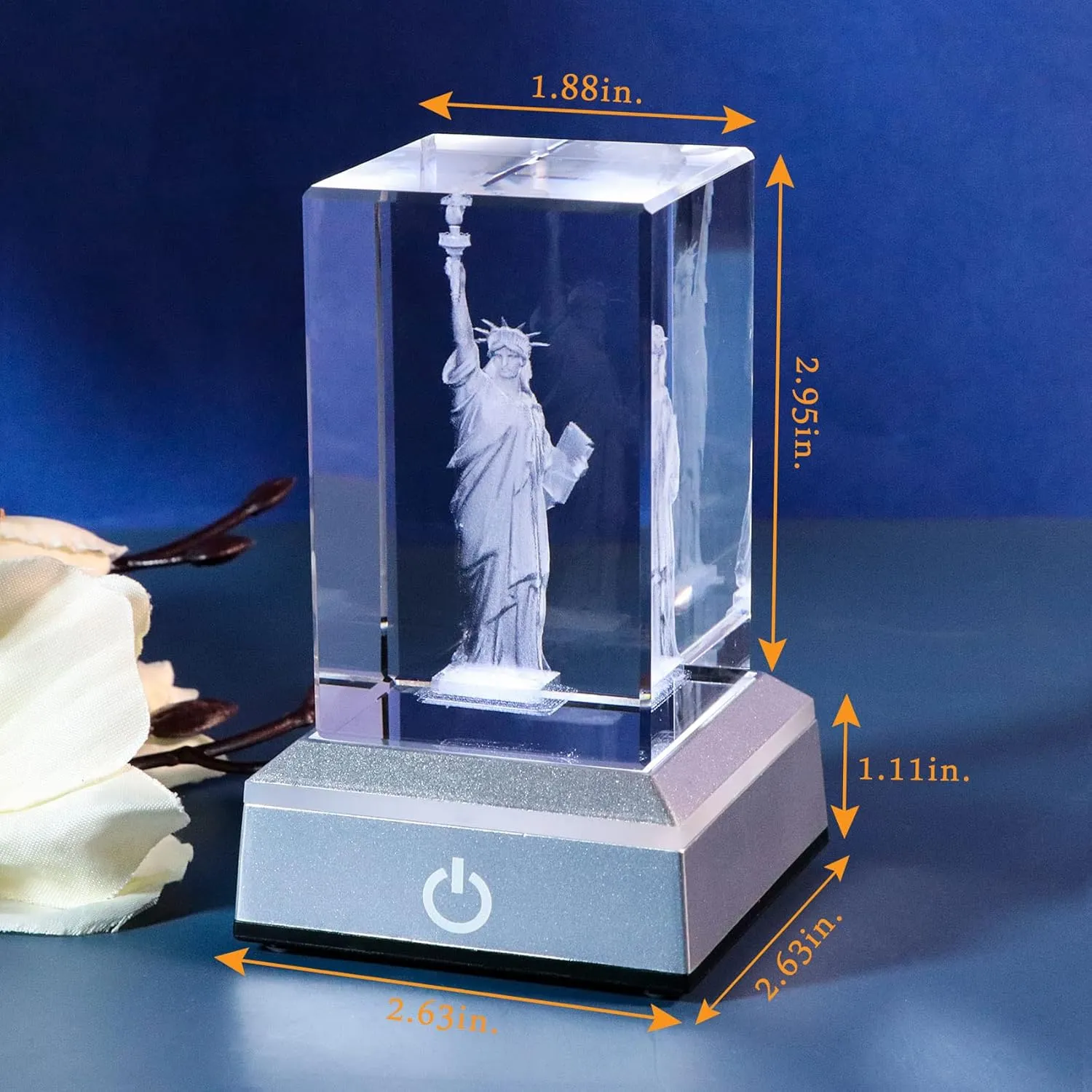 Movdyka 3D Crystal Statue of Liberty Figurine New York City Souvenirs Gifts for Women Men Friends Home Office Decor, Laser Etched Liberty Statue with LED Base