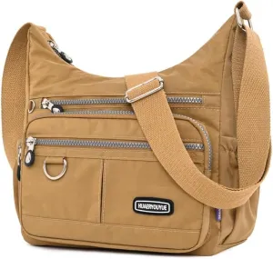 Mulit-Pockets Nylon Crossbody Bag for Women Waterproof Shoulder Bag Travel Purses and Handbag