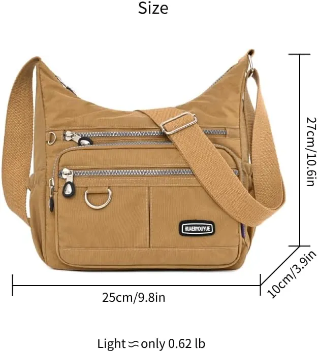 Mulit-Pockets Nylon Crossbody Bag for Women Waterproof Shoulder Bag Travel Purses and Handbag