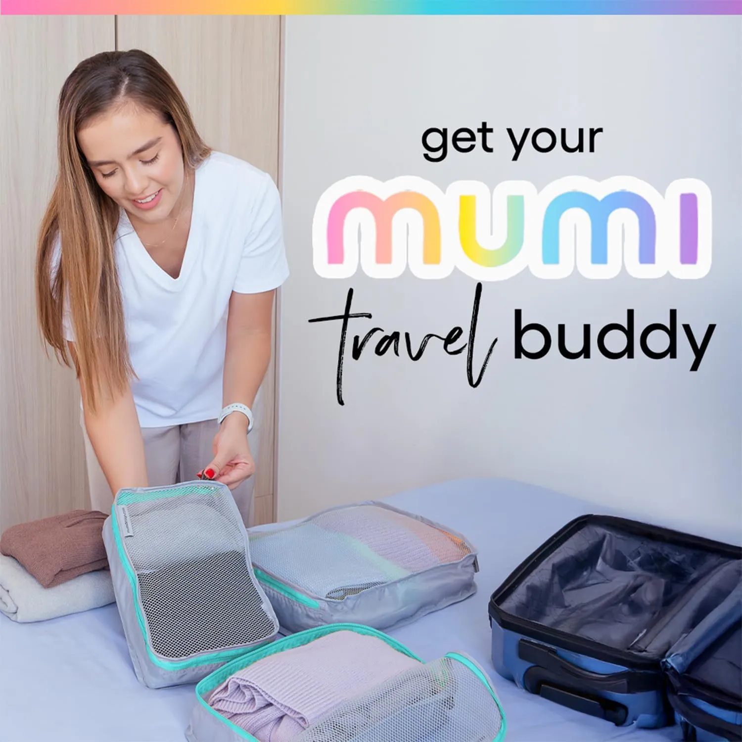 MUMI Packing Cubes – 5-Piece Compression Packing Cubes for Travel, Luggage Organizers for Suitcases, Carry-On Bags, Backpacks, and Duffel Bags – Space-Saving Travel Essentials - Blue