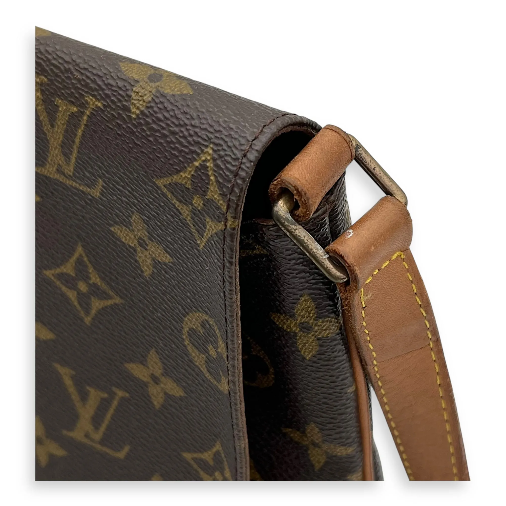 Musette Salsa Brown Crossbody Bag in Monogram Coated Canvas, Gold hardware