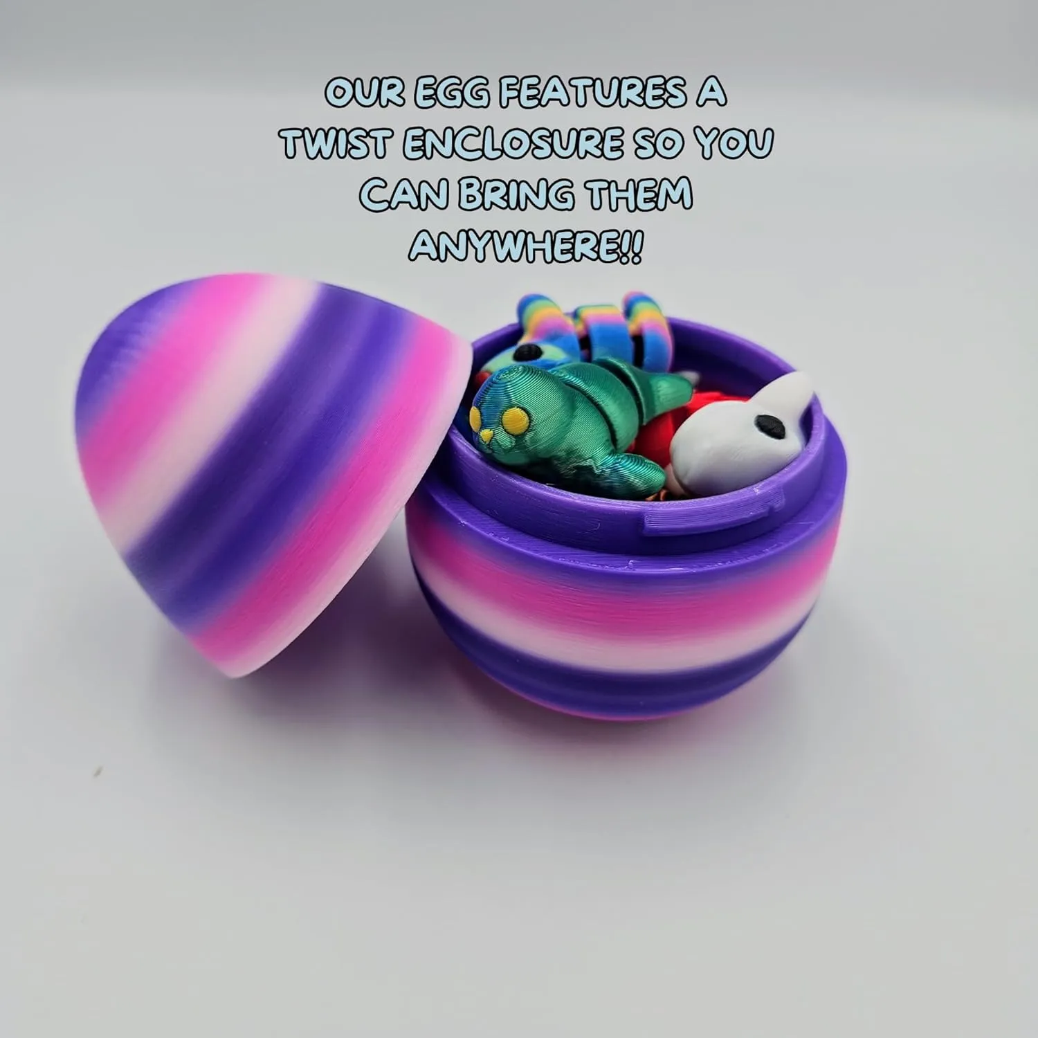 Mystery Mini Animal Packs - 3D Printed Articulating Figurines - Unique and Fun Designs Includes Mystery Egg - Stress Relief (Jungle Pack)