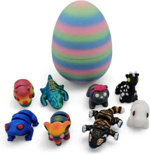 Mystery Mini Animal Packs - 3D Printed Articulating Figurines - Unique and Fun Designs Includes Mystery Egg - Stress Relief (Jungle Pack)