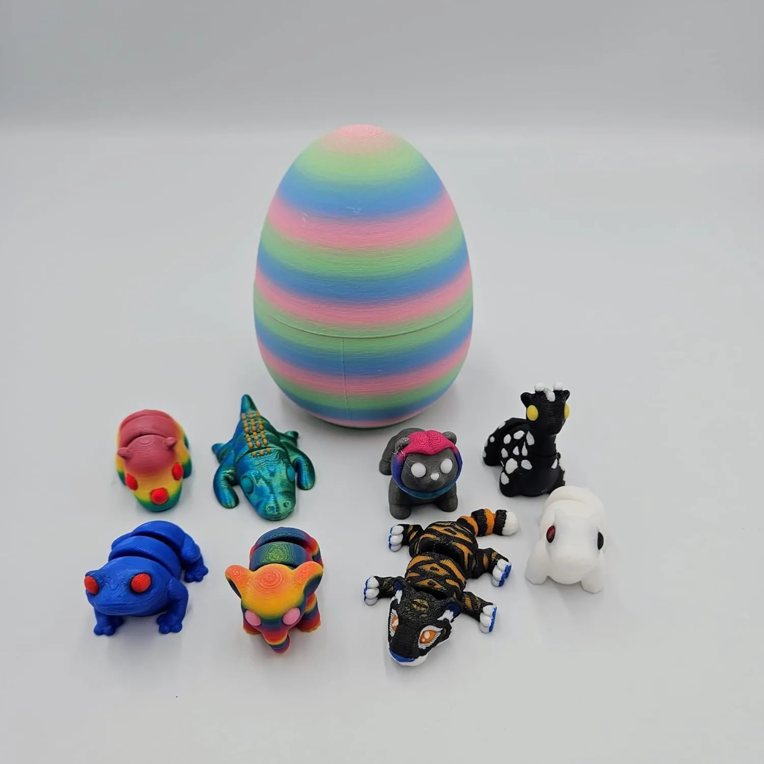 Mystery Mini Animal Packs - 3D Printed Articulating Figurines - Unique and Fun Designs Includes Mystery Egg - Stress Relief (Jungle Pack)