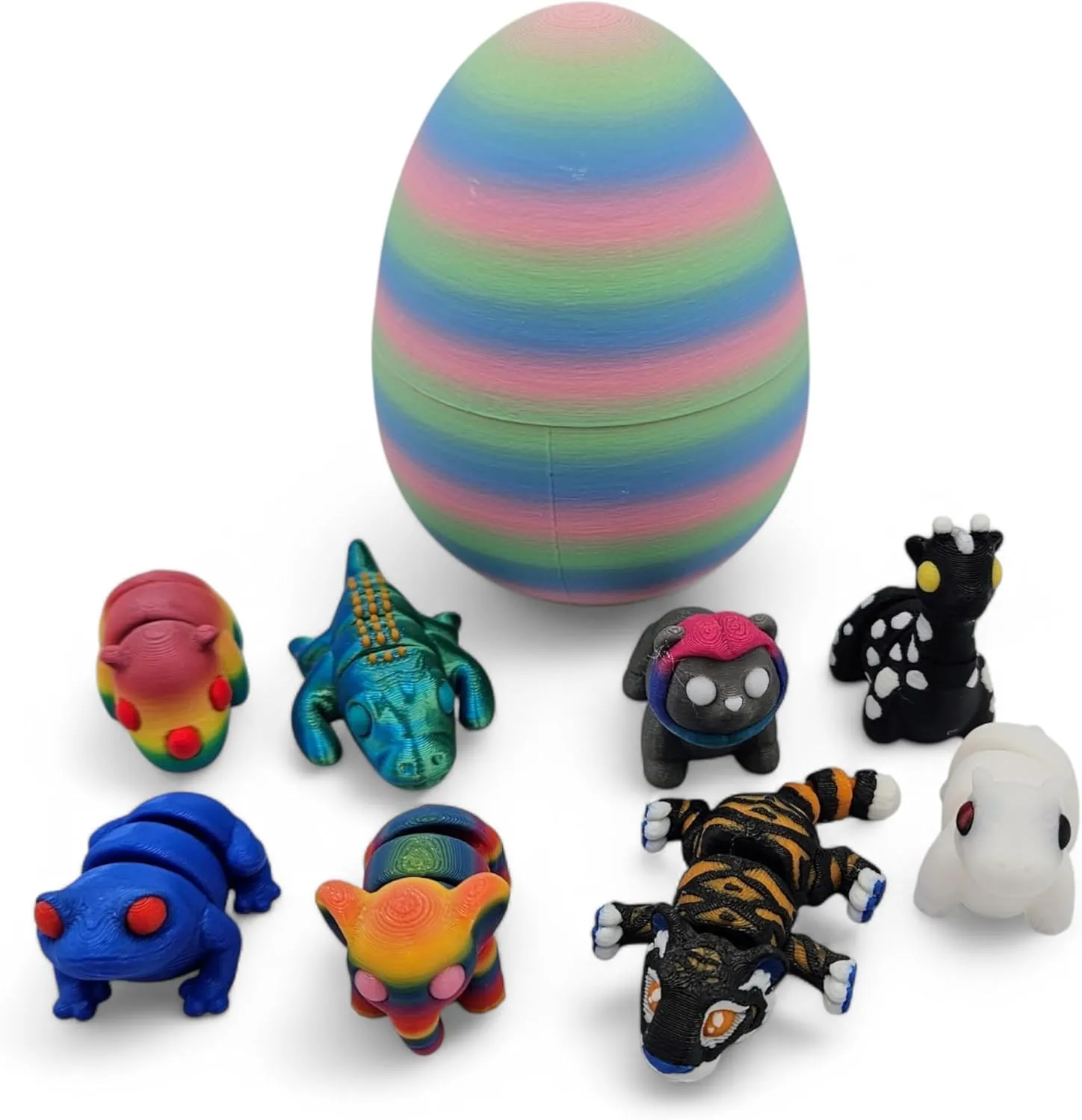 Mystery Mini Animal Packs - 3D Printed Articulating Figurines - Unique and Fun Designs Includes Mystery Egg - Stress Relief (Jungle Pack)